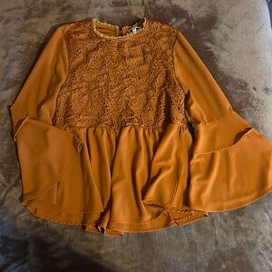 Elegant Orange Lace Women's Top